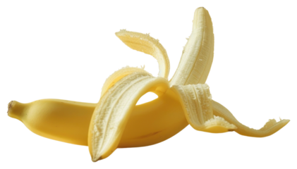 PNG Fresh peeled banana on yellow
