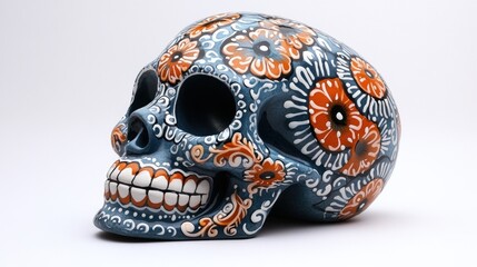 Decorated Skull with Floral Motifs