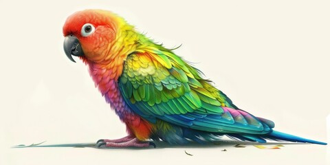 Fototapeta premium The Phopus bird: A vibrant parrot belonging to a diminutive family of hook-beaked birds.