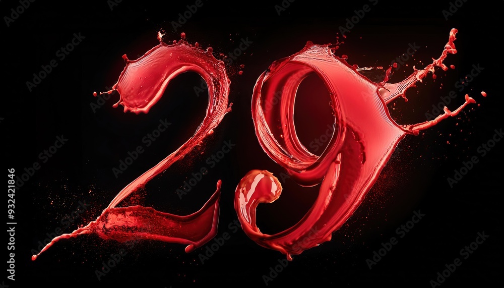 Poster dynamic red splash art featuring number 29