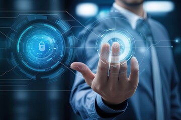Obraz premium User Engagement with Cybersecurity Dashboard for Enhanced Data Protection