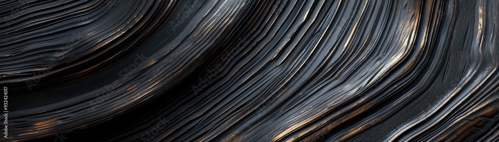 Poster a mesmerizing abstract pattern of swirling dark colors with metallic accents, perfect for background