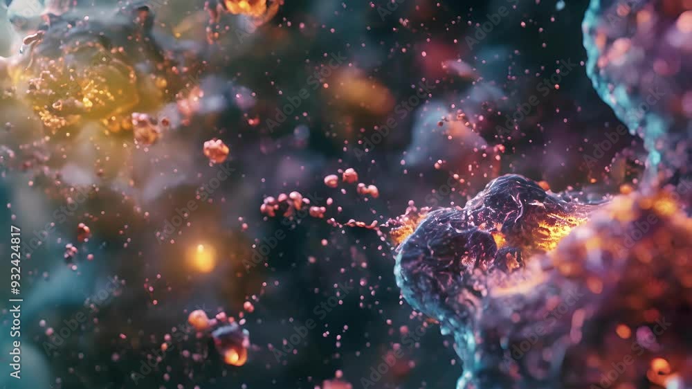 Poster brightfield microscopy image of apoptotic cells within an inflammatory lesion indicating the presenc