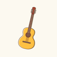 Obraz premium Classical acoustic guitar. Vector illustration of a wooden. String instrument