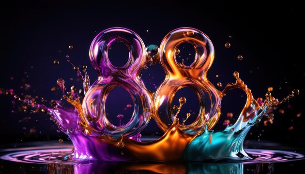 Colorful Splashing 88 Design with Liquid Effects