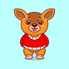 Cute baby deer creative kawaii wearing jacket cartoon vector icon