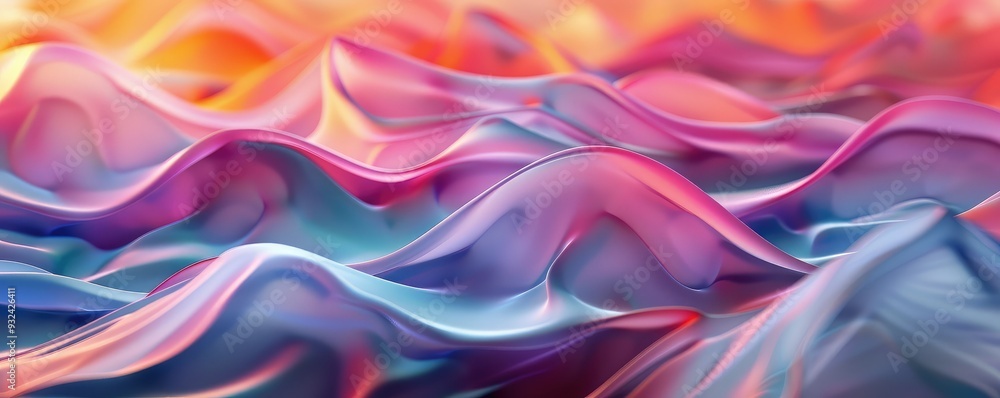Poster abstract colorful waves create a stunning visual experience with smooth gradients and flowing shapes