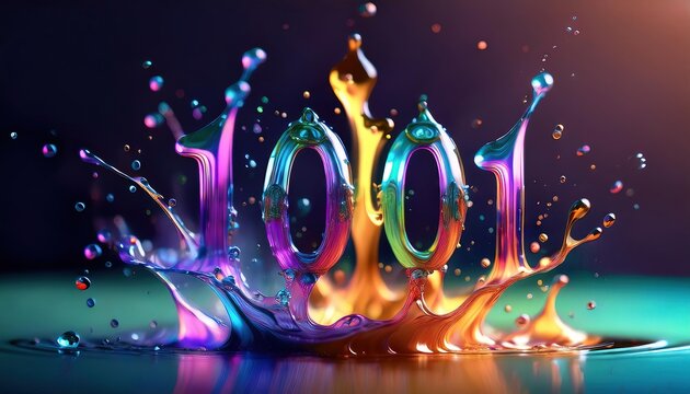 Colorful Water Splash Displaying 1001 Theme