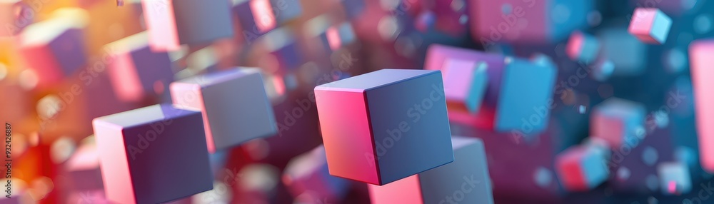 Fototapete abstract cubes floating in vibrant colors, creating a dynamic and modern visual for digital art and 