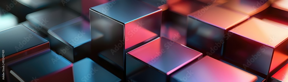 Poster abstract image featuring colorful, reflective cubes that create a stunning beautiful visual effect, 