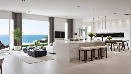 interior design luxury guestroom and kitchen white interior open
