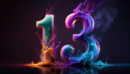 Vibrant Colorful Liquid Smoke Number Art