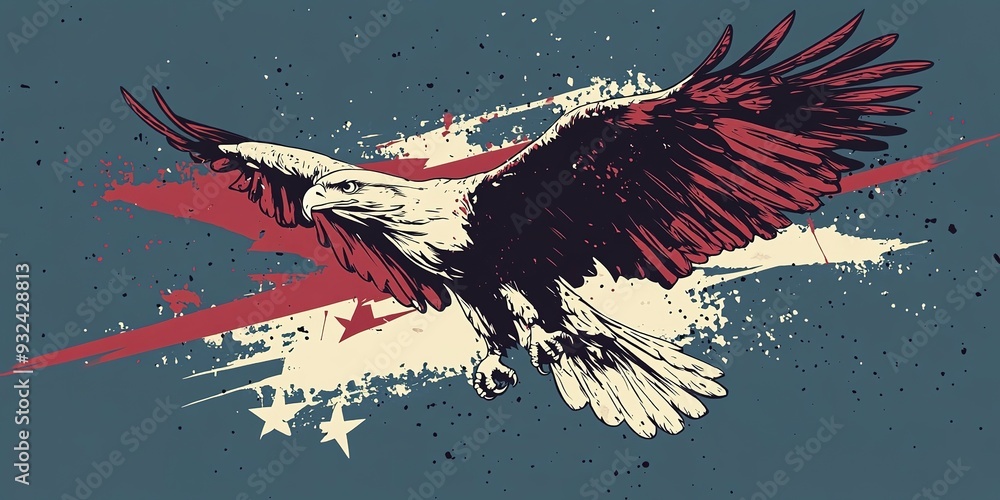 Wall mural a logo of an eagle for independence day, july 4th, suitable for tattoo design.