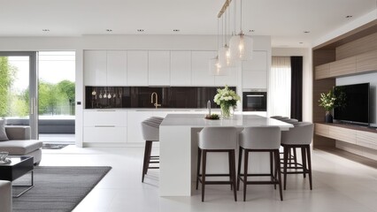 interior design luxury guestroom and kitchen white interior open