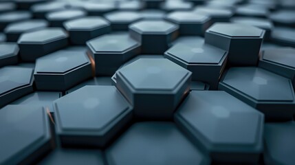 Obraz premium Close-up view of a textured hexagonal pattern, showcasing modern design elements in shades of blue and grey.