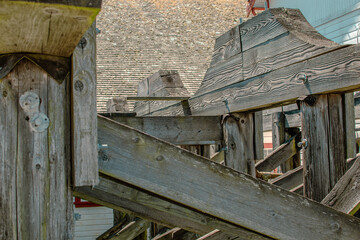 old wooden structure decaying in the bright sun