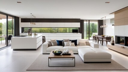 interior design luxury guestroom and kitchen white interior open