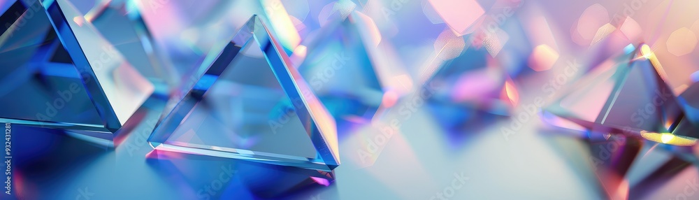 Poster colorful glass prisms refract light in stunning patterns, creating a mesmerizing display of colors a