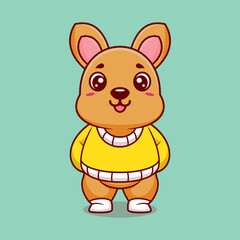 Cute kangaroo creative kawaii wearing jacket cartoon vector icon