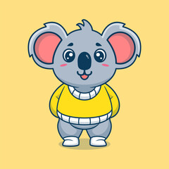 Cute koala creative kawaii wearing jacket cartoon vector icon