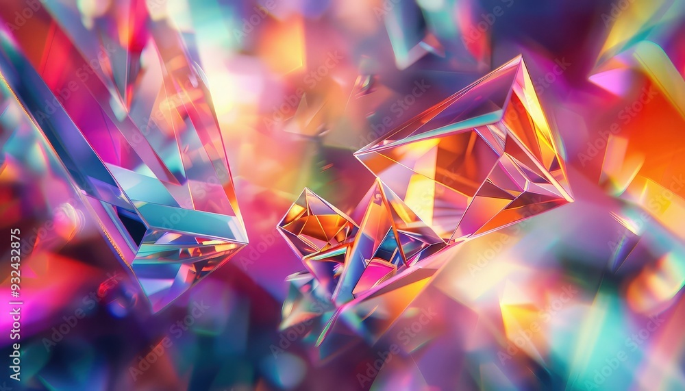 Aufkleber vibrant abstract composition of sparkling crystals with colorful reflections, creating a mesmerizing