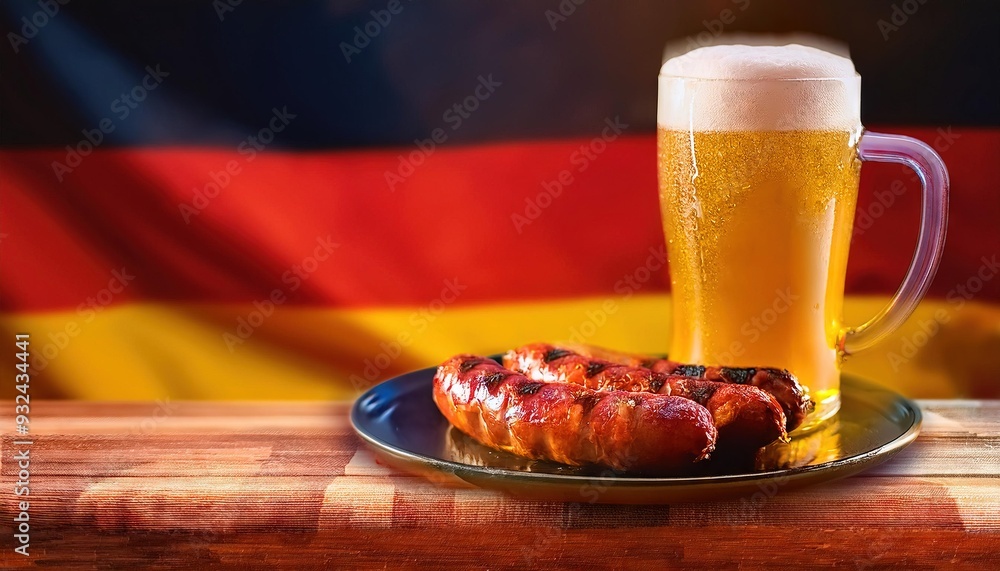 Wall mural german beer and sausage with flag