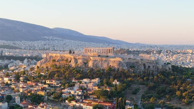 Athens capital of Greece sunset sunrise and night aerial view 4k