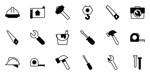 Construction Tools icon symbol vector template collection