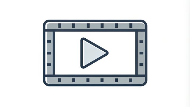 Modern minimalist video icon with editable stroke, isolated on a white background, perfect for digital media, film, movie, or YouTube themed designs and projects.