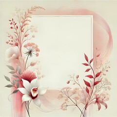 Soft Floral Border in Warm Pink Hues with Subtle Copy Space