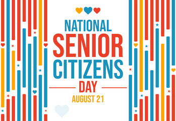 August 21st is celebrated as National Senior Citizens Day in the United States of America, background design with colorful typography