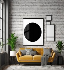 poster frame mock-up on modern interior background