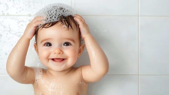 baby take a shower  bath  toddler