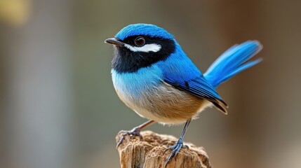 Obraz premium A Vibrant Bluebird Perched on a Branch