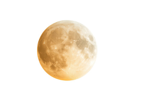 glowing  full moon with detailed textured surface isolated on transparent background