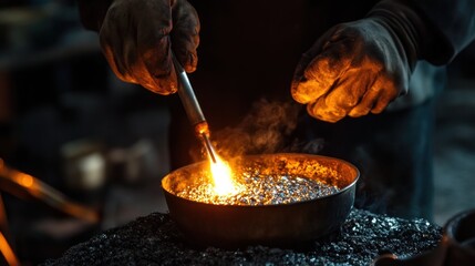 Metalworking:  A Hand Using a Torch to Heat Metal