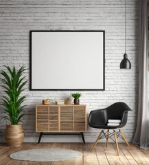 poster frame mock-up on modern interior background