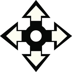 signs of the four cardinal directions with basic colors of black and white
