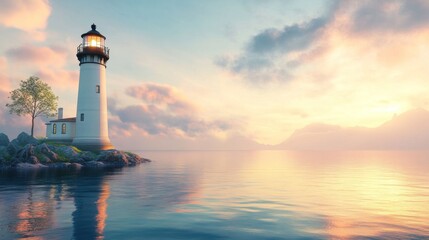 Lighthouse at Sunset