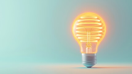 A glowing light bulb with a modern design illuminating a minimalistic background. Perfect for ideas and inspiration themes.