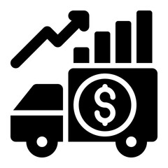transport economics, transportation, distribution, economics, cost solid or glyph icon