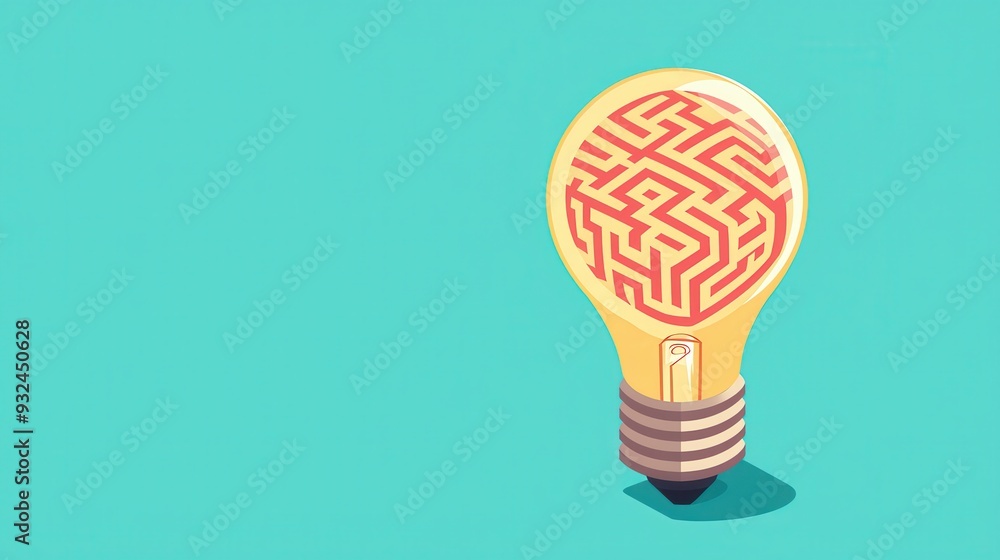 Poster creative light bulb design featuring a maze pattern, symbolizing innovative thinking and problem-sol