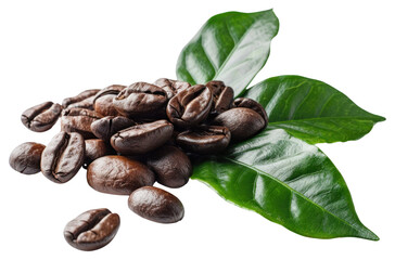 PNG Fresh roasted coffee beans leaves