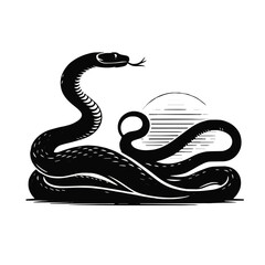 Fototapeta premium illustration of black snake isolated on white background