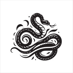 Fototapeta premium illustration of black snake isolated on white background