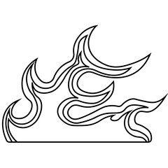 Hand Drawn Flame Isolated on White Background. Vector illustration in Sketch Style.