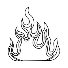 Hand Drawn Flame Isolated on White Background. Vector illustration in Sketch Style.