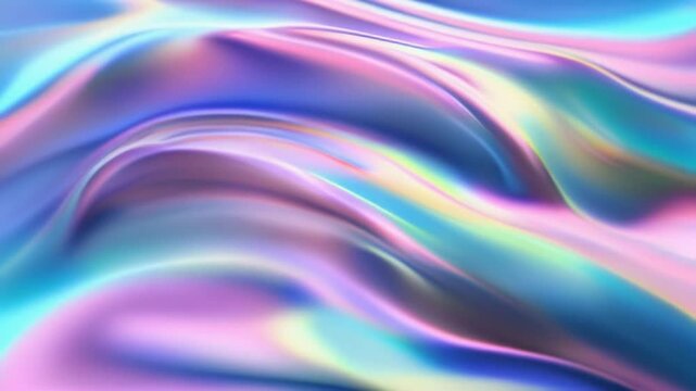 Seamless trendy iridescent rainbow foil texture. Soft holographic pastel unicorn marble background pattern. Modern pearlescent blurry abstract swirl illustration.