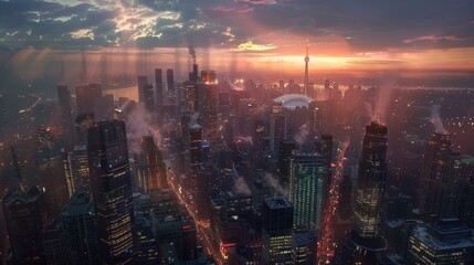 Fototapeta premium Cityscape at Sunset