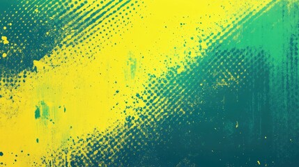 Abstract Sports Background with Green and Yellow Gradient Brushstrokes and Halftone Effect. Dynamic Grunge Background. Scratch and Texture Elements For Design